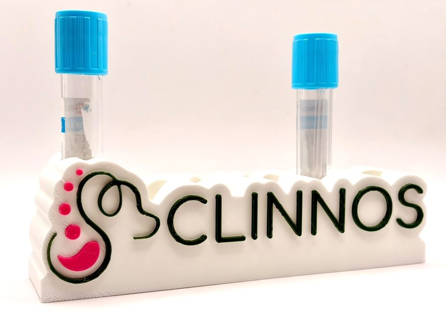 Porta tubos de coleta personalizado com logo CLINNOS